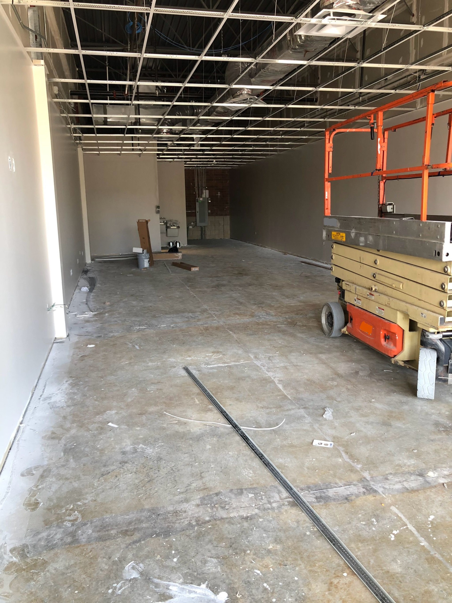 Build out of a retail unit in a strip mall.